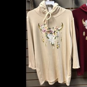 Kids bull skull sweater hoodie - cream